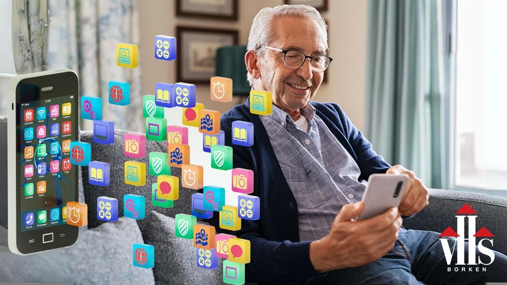 Senior mit Smartphone in der Hand